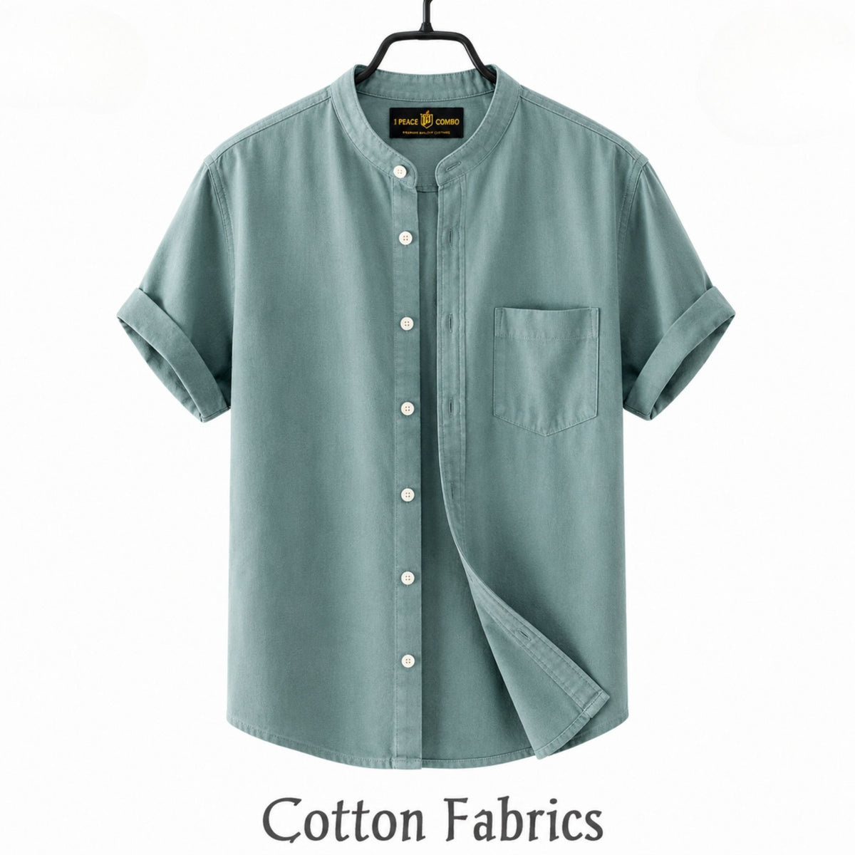 Premium Oxford Cotton Band Collar Short Sleeve Shirt