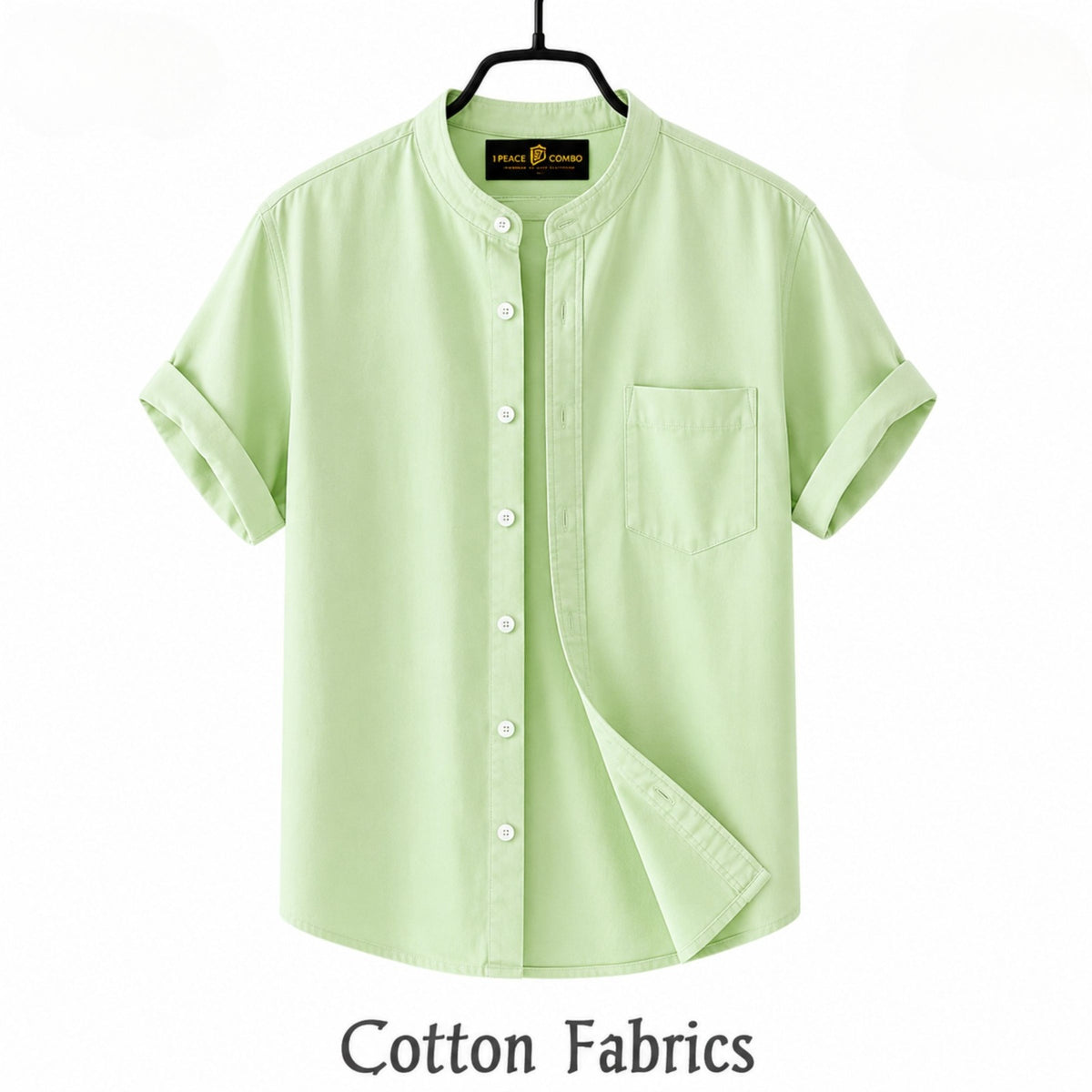 Premium Oxford Cotton Band Collar Short Sleeve Shirt