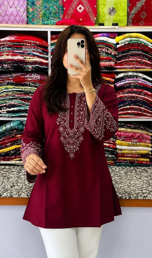 One Piece Ebmroidery Short Kurti