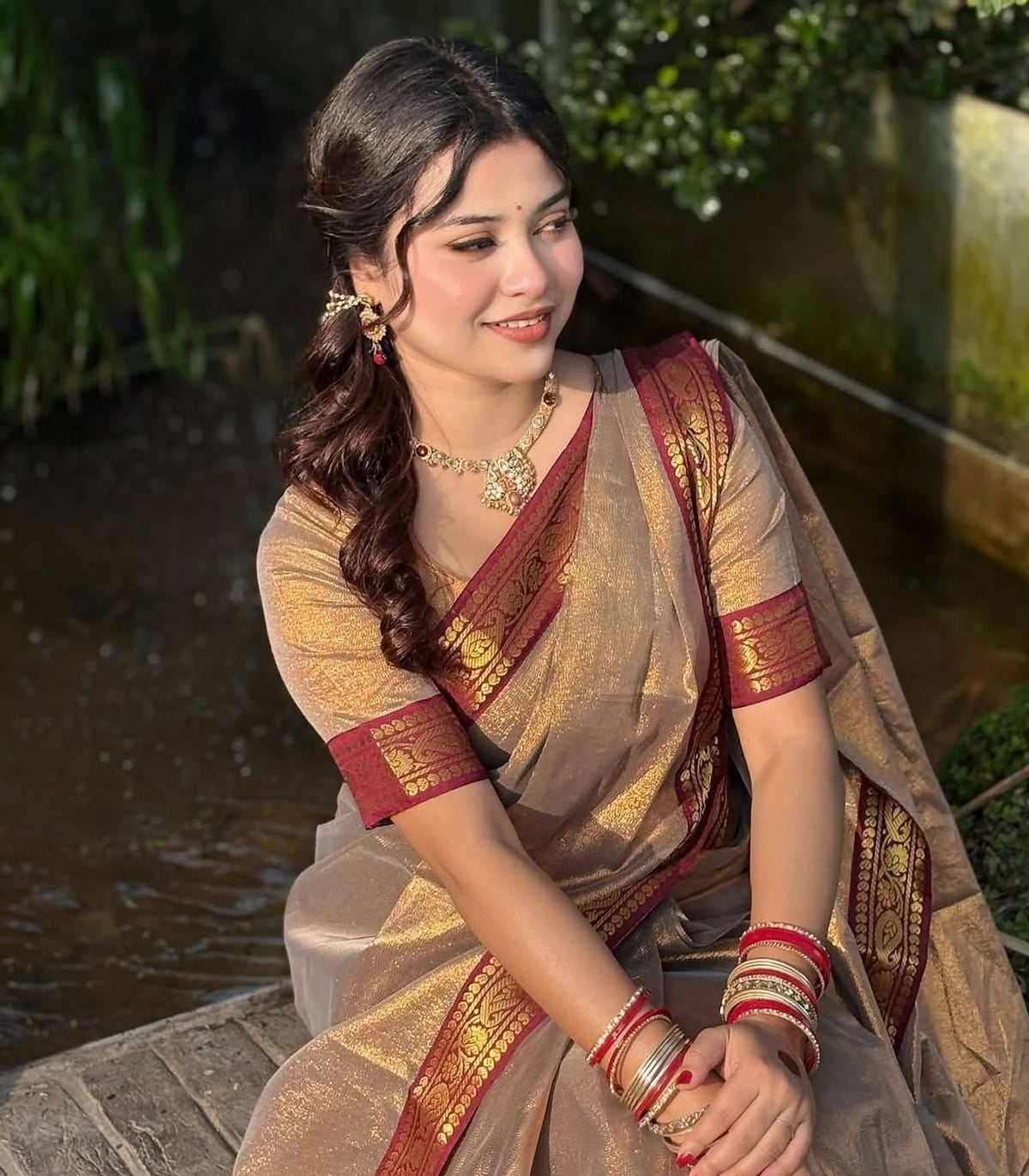 Puja Hit Lama Sharee with Blouse Piece
